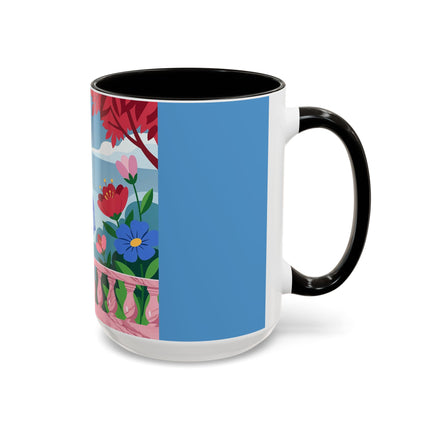 The Lady Of The Blossoming Terrace Colorful Mugs – Art Deco Floral Garden Elegance