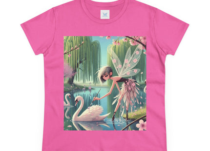 A Fairy Painting a Swan Cotton Tee