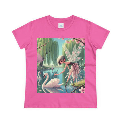 A Fairy Painting a Swan Cotton Tee