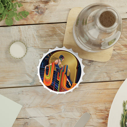Art Deco Muse Bottle Opener – Elegant Poise & Golden Radiance