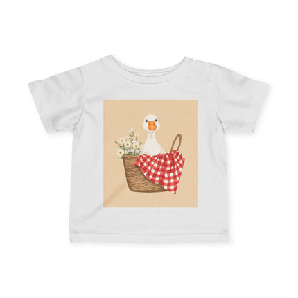 🦆🌼 The Little Daisy Basket Duckling Infant Fine Jersey Tee – Whimsical Woodland Charm