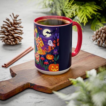 🌙🎃 The Moonlit Garden Masquerade Colorful Mug – Floral Halloween Charm