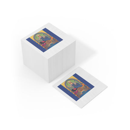 December & Tanzanite Zodiac White Coined Napkins