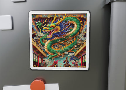 Tibetan Dragon Over Kabuki Duel Die-Cut Magnets (4 Sizes)