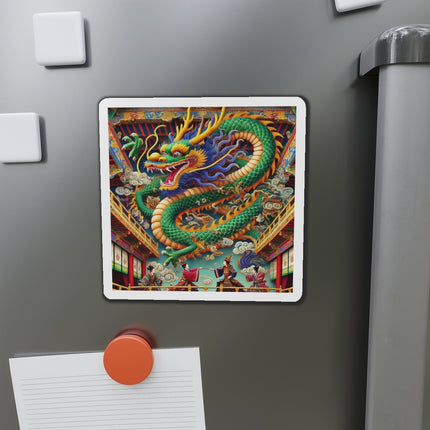 Tibetan Dragon Over Kabuki Duel Die-Cut Magnets (4 Sizes)