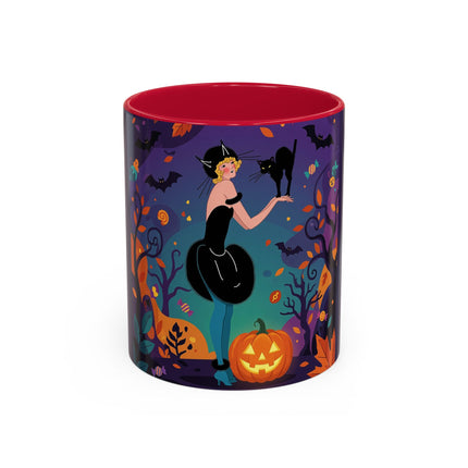 🐈‍⬛🎃 The Midnight Black Cat Masquerade Colorful Mug – Whimsical Halloween Elegance