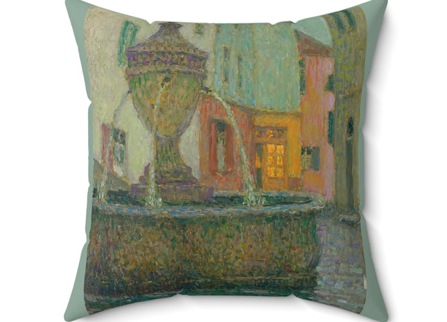 La Fontaine, Saint-Paul De Vence by Henri Le Sidaner Spun Polyester Square Pillow