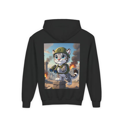 Snow Leopard Lookout Youth Hooded Sweatshirt – Adventure, Curiosity & Fearless Style