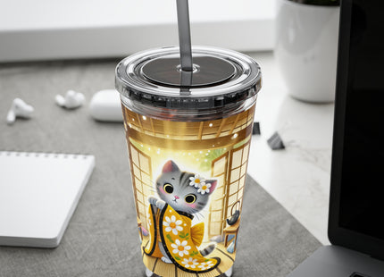 Playful Kitten in the Tea Room Sunsplash Tumbler with Straw, 16oz