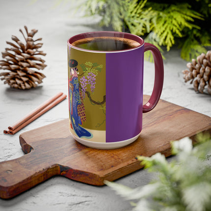 Wisteria Elegance Colorful Mug (11oz, 15oz) – Floral Beauty, Kimono Art & Timeless Grace