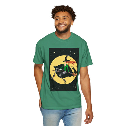 A Witch’s Moonlit Flight Unisex Garment-Dyed T-shirt