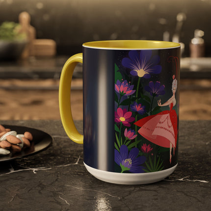 Moonlight Waltz Among The Blossoms Colorful Mugs – Art Deco Floral Enchantment