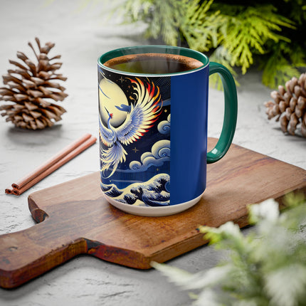 Majestic White Crane Colorful Mugs (11oz, 15oz)