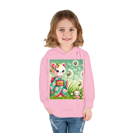 Geisha Kitten and the Dandelion Wish Toddler Pullover Fleece Hoodie