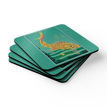 Golden Serenity Corkwood Coaster Set