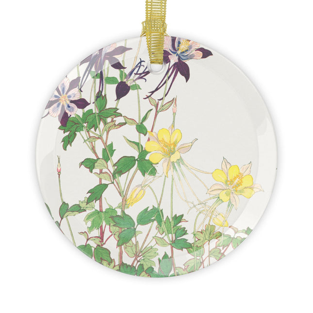 Aquilegia Flower by Tanigami Kônan Glass Ornament