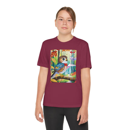 Baby Hawk Plays in Forest Youth Competitor Tee