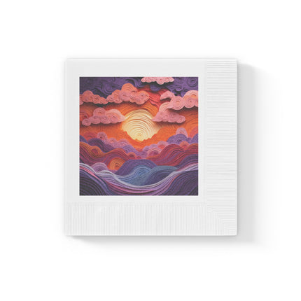 Dramatic Sunset Sky White Coined Napkins