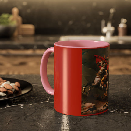 Napoleon Crossing the Alps by Jacques-Louis David Colorful Mugs (11oz, 15oz)