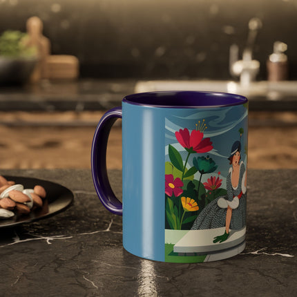 The Lady Of The Secret Garden Colorful Mugs – Art Deco Botanical Elegance