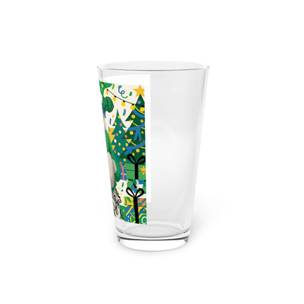 🍀🎄 The Emerald Holly Christmas Pint Glass – Art Deco Holiday Elegance
