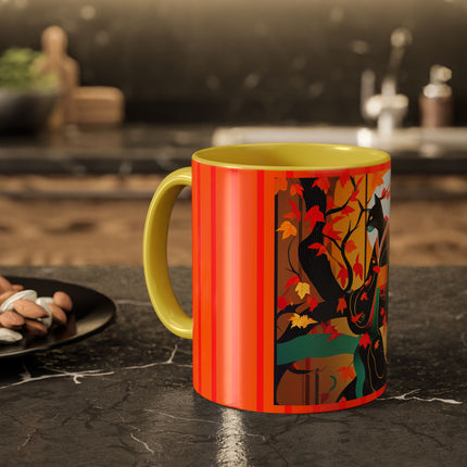 Black Cat in Kimono Colorful Mugs, 11oz