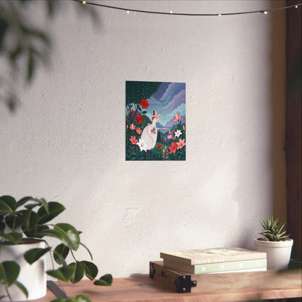 🌹💌 The Lady Of The Whispering Roses Matte Vertical Poster – Art Deco Garden Romance