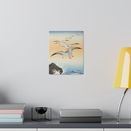 Five Seagulls Above Turbulent Sea by Ohara Koson – Japanese Seascape