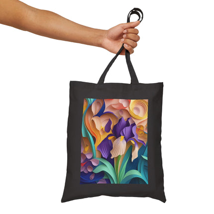 The Elegant Iris Flower Cotton Canvas Tote Bag