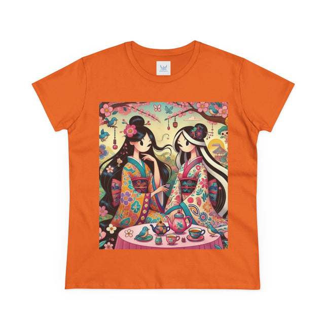 Fairies in Kimonos at Tea Among Blossoms Cotton Tee