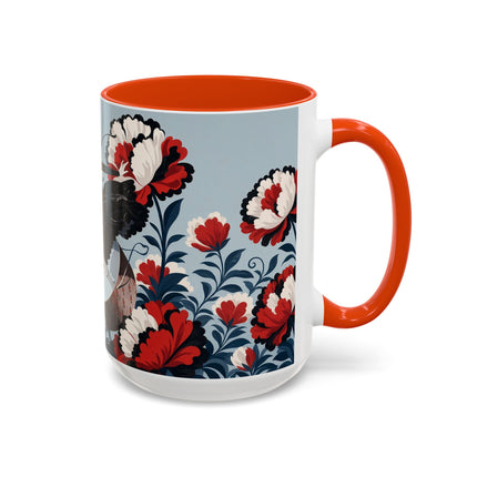 ❤️🌺 The Scarlet Blossom Dancer Colorful Mug – Art Deco Fashion Whimsy