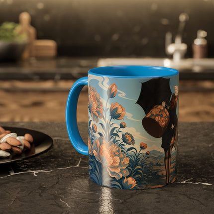 ☔🌸 The Grand Floral Journey Colorful Mug – Art Deco Travel Elegance