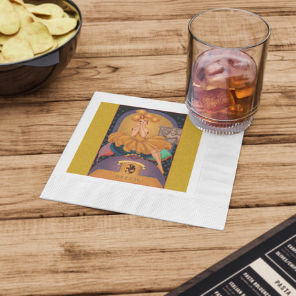November & Topaz Zodiac White Coined Napkins