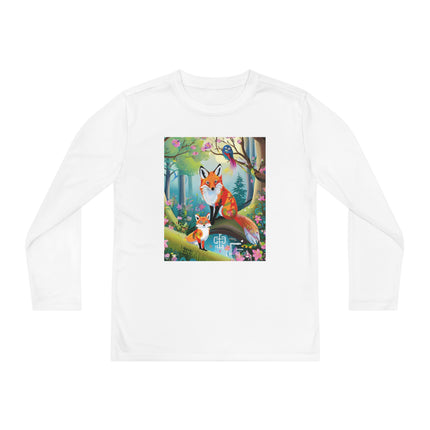 Mischievous Fox Youth Long Sleeve Competitor Tee – Woodland Fun & Storybook Adventure