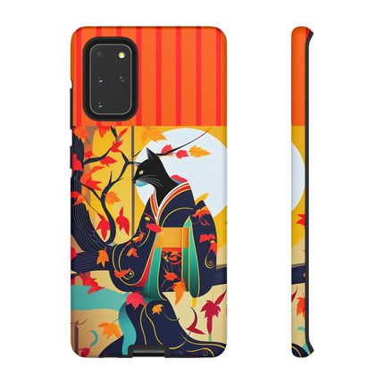 Black Cat in Kimono Phone Cases