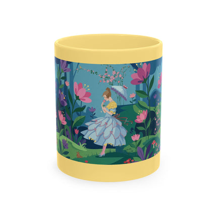 🌸☂️ The Lady Of The Enchanted Garden Stroll Ceramic Mug – Art Deco Floral Whimsy