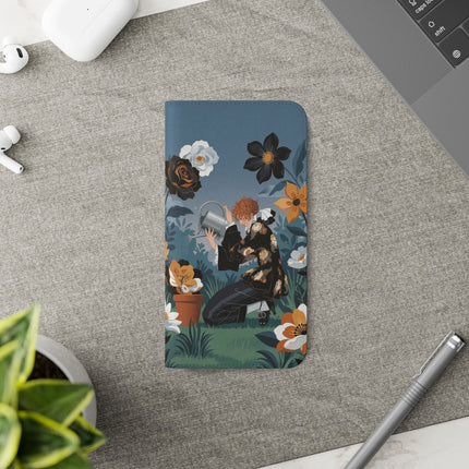 🌹💧 The Midnight Garden Keeper Flip Case – Art Deco Floral Fantasy