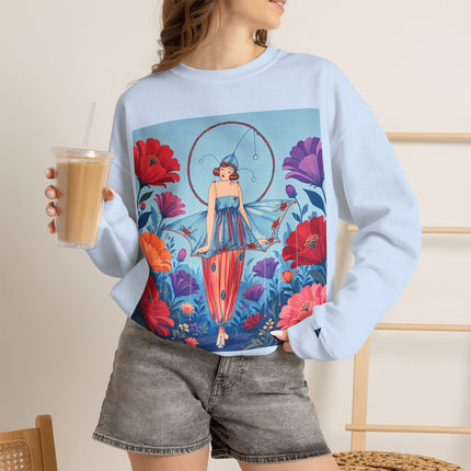 🎪🌺 The Flower Garden Harlequin Crewneck Sweatshirt – Art Deco Fashion Whimsy