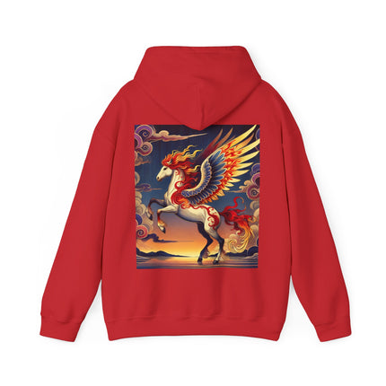 Flame-Winged Horse at Sunset – Heavy Blend™ Hooded Sweatshirt