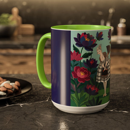The Lady Of The Lotus Garden Colorful Mugs – Art Deco Botanical Elegance
