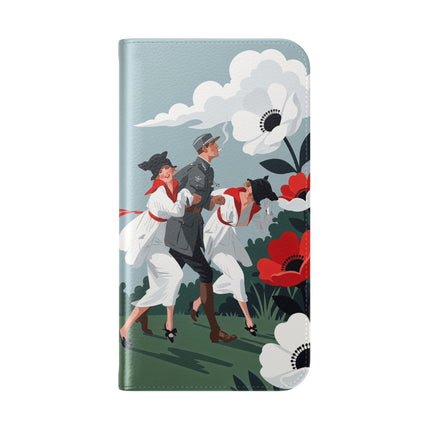 🌺🎩 The Ladies Of The Scarlet Garden Flip Case – Art Deco Floral Adventure