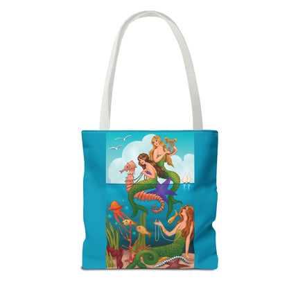 Three Mermaids with Strings of Pearls by Carlo Chiostri Tote Bag (AOP)