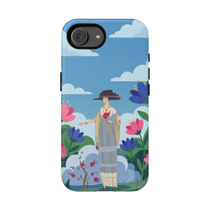 🌸🎩 The Lady Of The Grand Flower Garden Phone Case – Art Deco Fashion Illustration