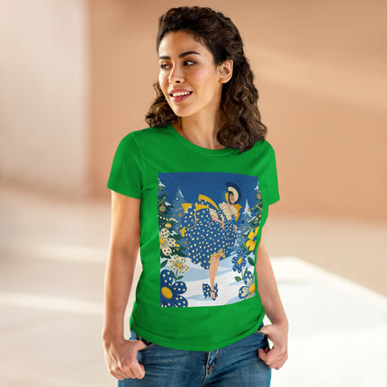 ❄️💙 The Bluebell Christmas Promenade Cotton Tee – Art Deco Holiday Elegance