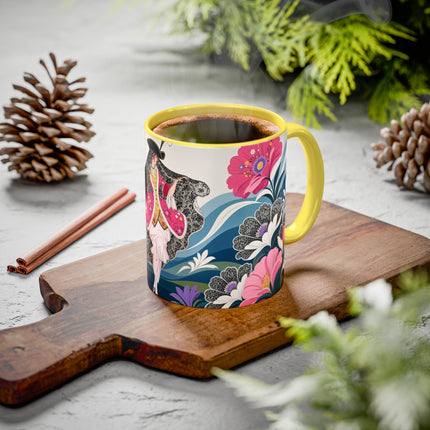🌸🎀 The Pink Lace Garden Promenade Colorful Mug – Art Deco Fashion Elegance