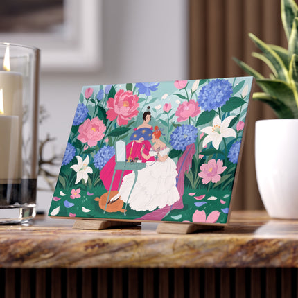 💎🌸 The Lady Of The Jeweled Garden Ceramic Tile – Art Deco Floral Elegance