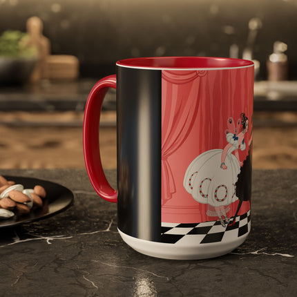 The Ladies Behind The Velvet Curtain Colorful Mugs – Art Deco Theatrical Elegance
