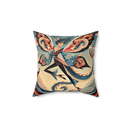 Dragon Fairy of the Temple Spun Polyester Square Pillow