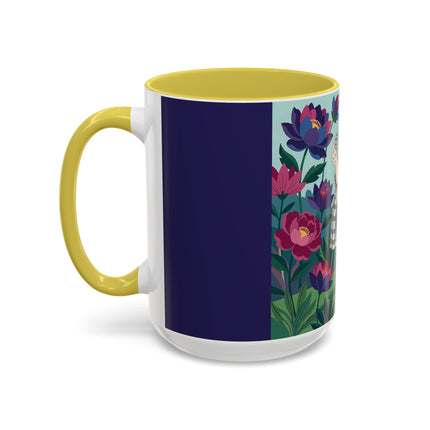 The Lady Of The Lotus Garden Colorful Mugs – Art Deco Botanical Elegance