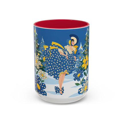 💙🌼 The Bluebell Christmas Promenade Colorful Mug – Art Deco Holiday Fantasy